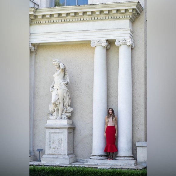 Damaris Bailey Rubina Red Mermaid Skirt Cocktail Party Event Wedding Size XS - Picture 5 of 10